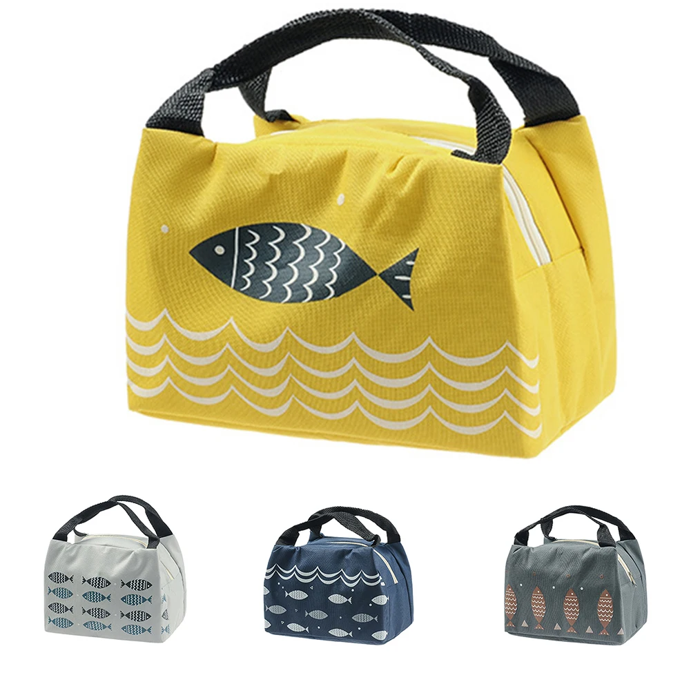 

Picnic Shopping Outdoor Oxford Cloth Large Capacity Office Worker Zip Closure Cartoon Waterproof Heat Preservation Lunch Bag