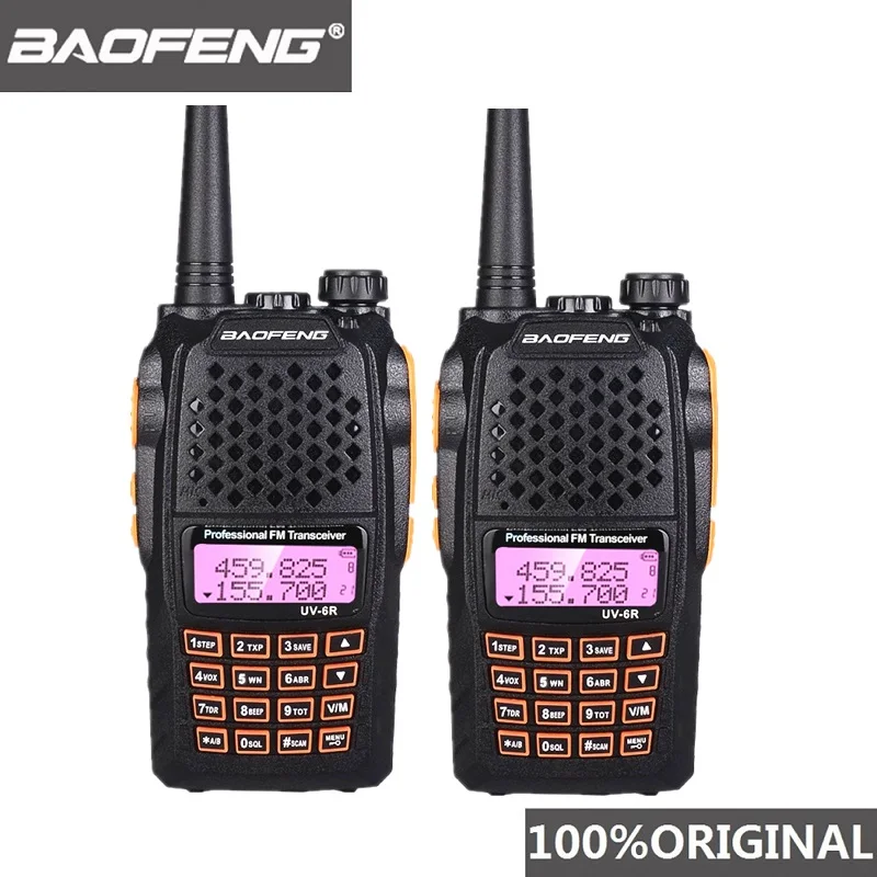 2pcs Baofeng UV-6R Two Way Radio Scanner 7w VHF UHF Dual Band Portable Walkie Talkie Ham Radio Hf Transceiver Handy Radio Amador