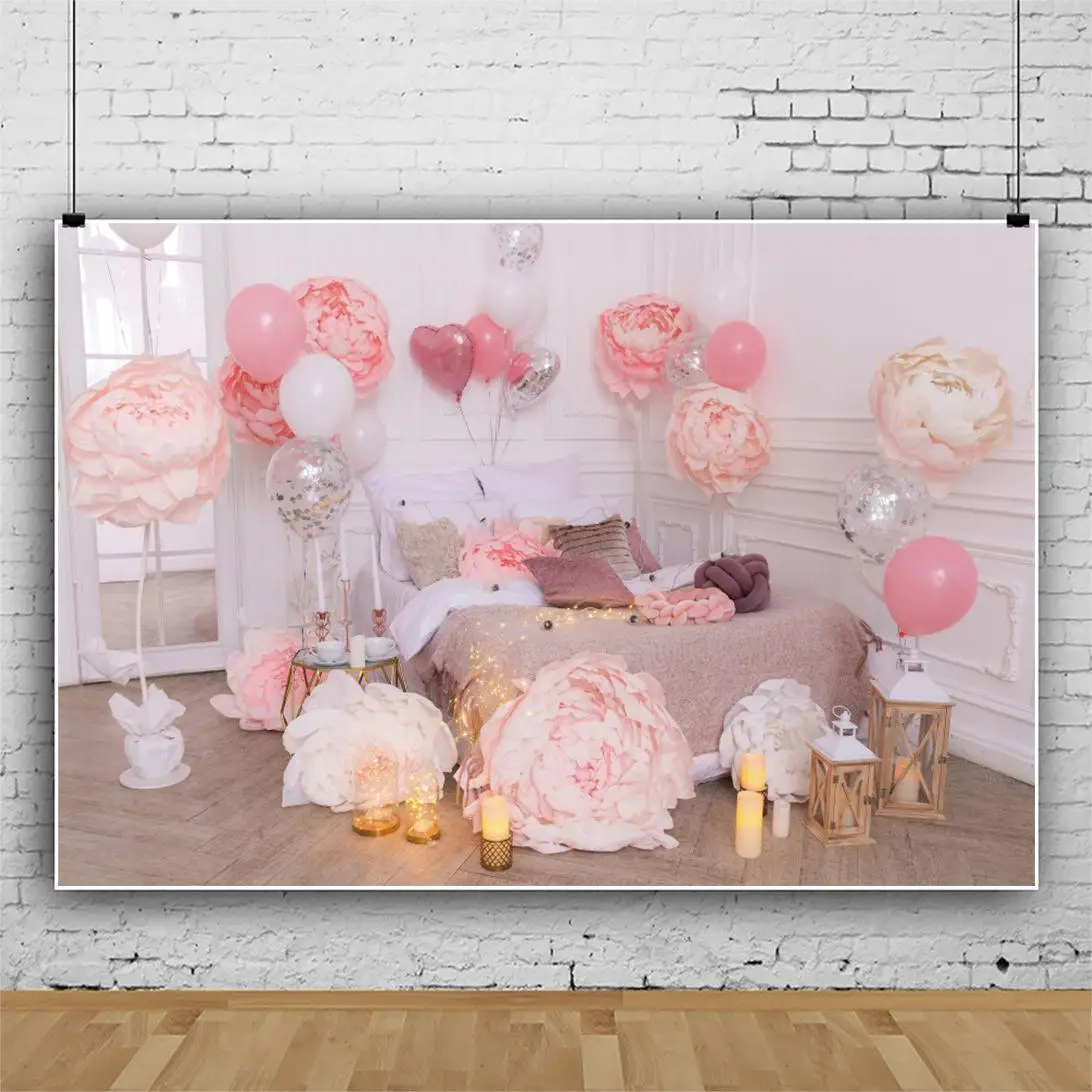 

Girl Bedroom Pink Balloon Romantic Indoor Party Backdrop Kids Room Decoration Picture Photography Baby Custom Vinyl Background