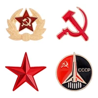 creative retro five pointed star soviet collar brooch hat jacket lapel pin badge gift jewelry