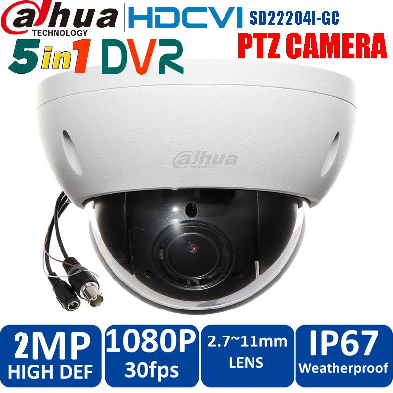 

Original DAHUA SPEED DOME CAMERA OUTDOOR DH-SD22204I-GC Security Camera 2MP FULL HD 4x PTZ CVI Camera IP66 IK10 SD22204I-GC