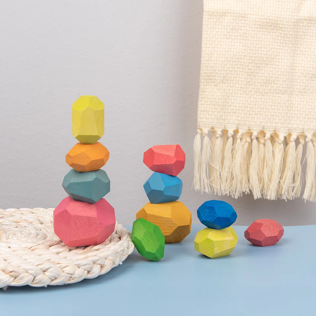 

Wooden Stone for kids Building Block Creative toy Stacking Game Rainbow Toy