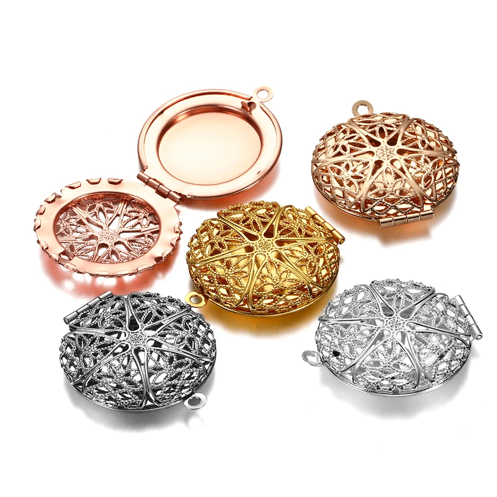 

5 шт./лот медный круглый фото медальон открывающийся медальон рамка кулон ожерелье подвески для DIY Ювелирные изделия принадлежности аксессуары
