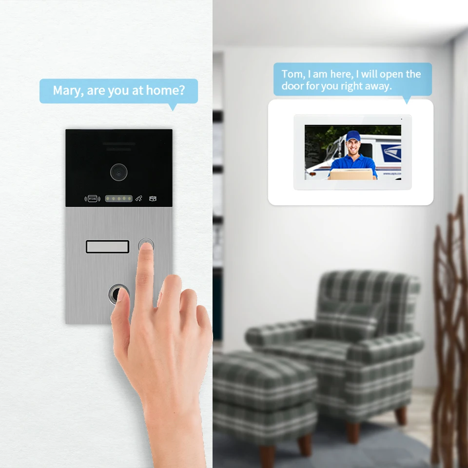 Продажа Беспроводная видеодомофонная система Joytimer IP WIFI умный видеодомофон с поддержкой разблокировки по отпечатку пальца вилла 1F/2F/3F RFIC карта