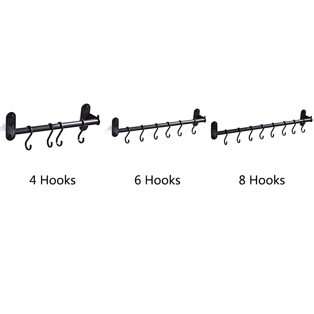 

Storage Holder Pot Organizer Punched Cabinet Shelf Wall Mounted Modern Bar Utensil Pan Rack Aluminum Kitchen Hanger Hanging Rail