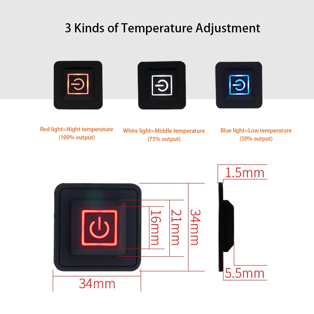 

USB Charged Clothes Heating Pad 5V Electric Heating Sheet With 3 Gear Adjustable Temperature Heating Warmer Pad For Vest Jacket