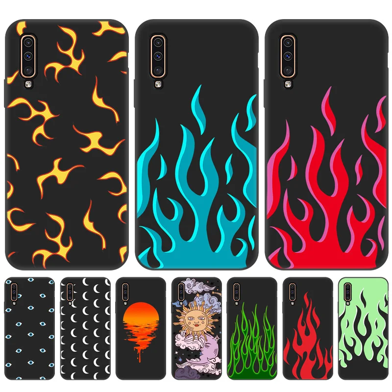 

Flame Fire Soft Case For Samsung A50 Case Silicon Back Cover For Samsung A51 A71 A12 A21S A31 A41 A70 A03S A32 A52 A72 Funda