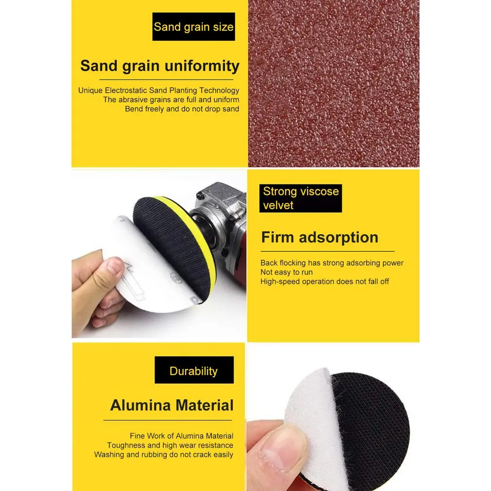 

100PCS 2inch/50mm Round Sandpaper Polishing Disk 80-3000 Grit Sanding Disc 3MM Loop Sanding Pad with Shank for Polishing tool