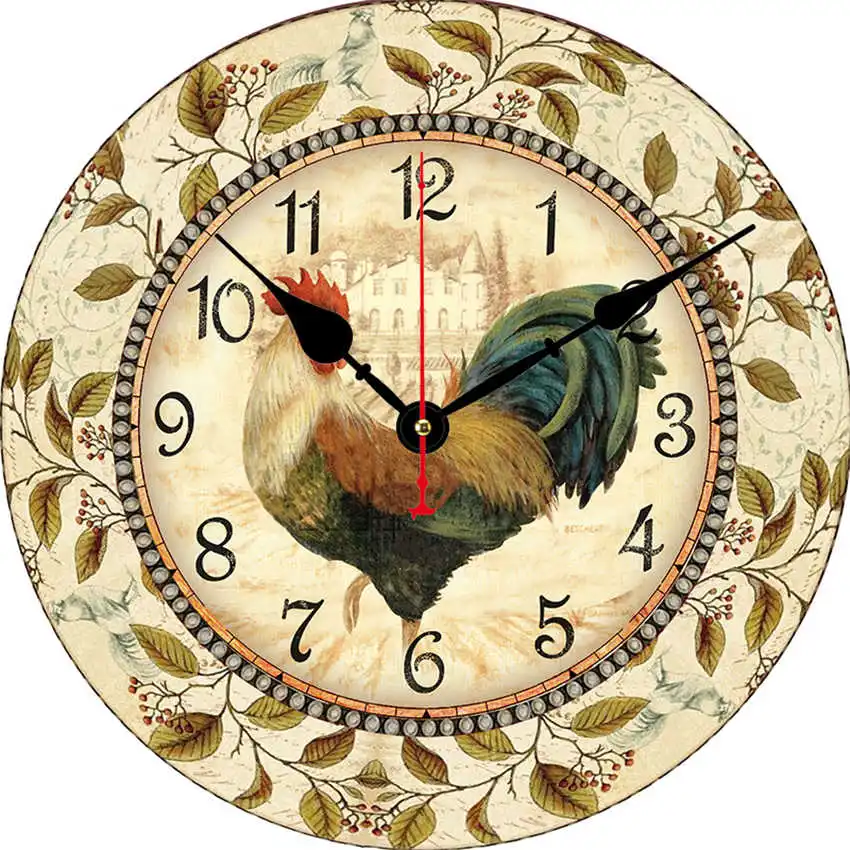 Chicken Clock N Винтажные настенные часы, кухонные часы, круглые подвесные римские цифры, настенные часы, практичное украшение для гостиной - Цвет: Chicken Clock N