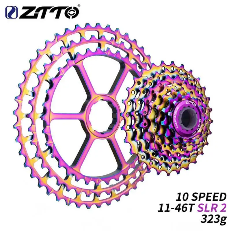 

Велосипед ZTTO 10-скоростной 11-46T SLR 2 Радужная кассета HG система 10 s Сверхлегкий 46T CNC 10v k7 для MTB X0 X9 X7 M610 M781 M786