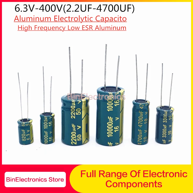 

10V 16V 25V 35V 50V 400V High Frequency Low ESR Aluminum Capacitor 100UF 220UF 330UF 470UF 680UF 1000UF 1500UF 2200UF 3300UF