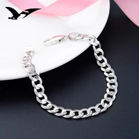 explosive s925 silver mens bracelet fashion trend horse whip chain boys hand ornaments single buckle silver bracelet