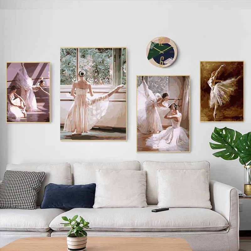 

Elegant Dancing Girl Canvas Painting Vintage Fashion Wall Art Posters and Prints Oil Painting Nordic Living Room Home Decor