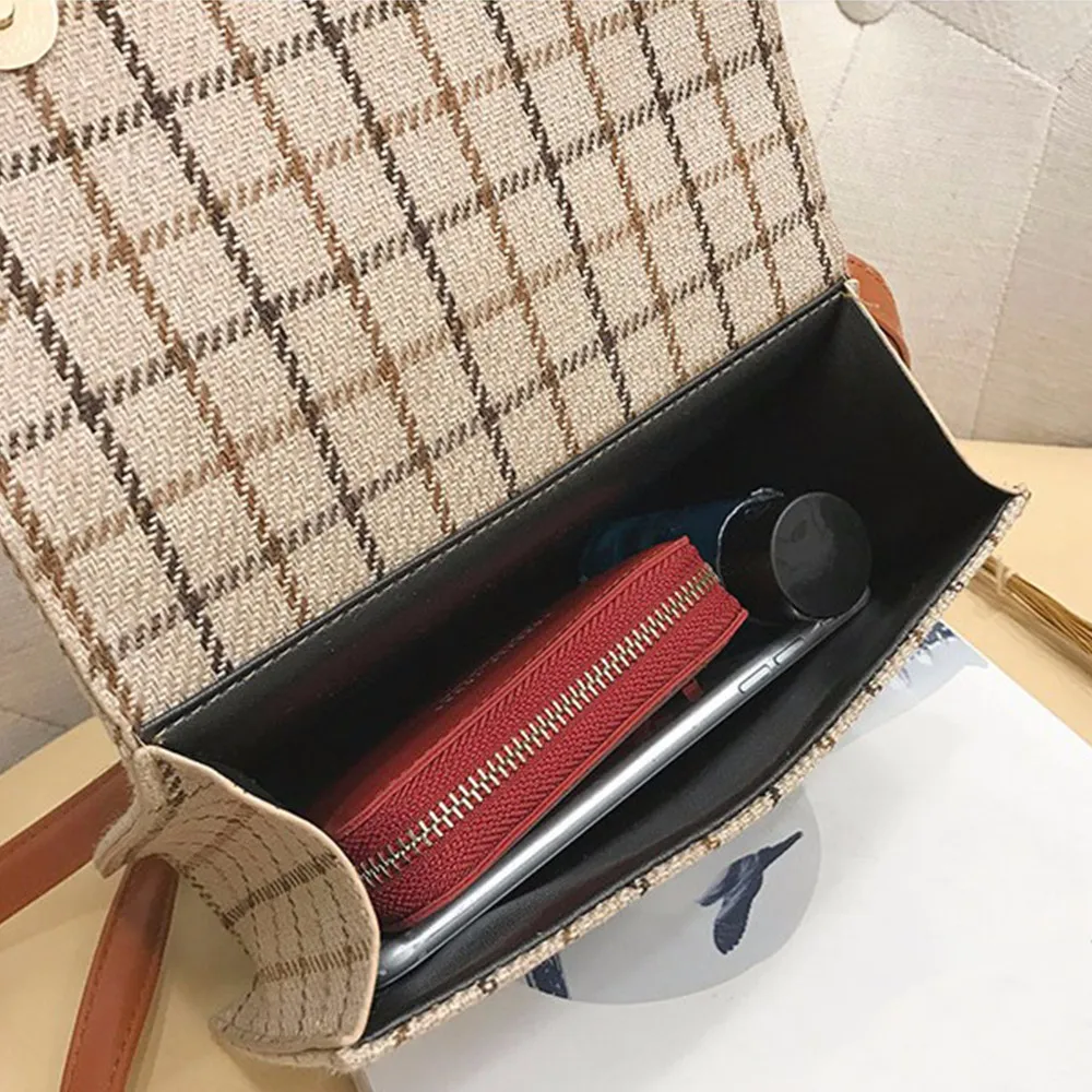 

Women Shoulder Bag Fashion Plaid Stripes Wool Belt Buckle Crossbody Bags Ladies Versatile Lovely Messenger Bags Bolsa #LL