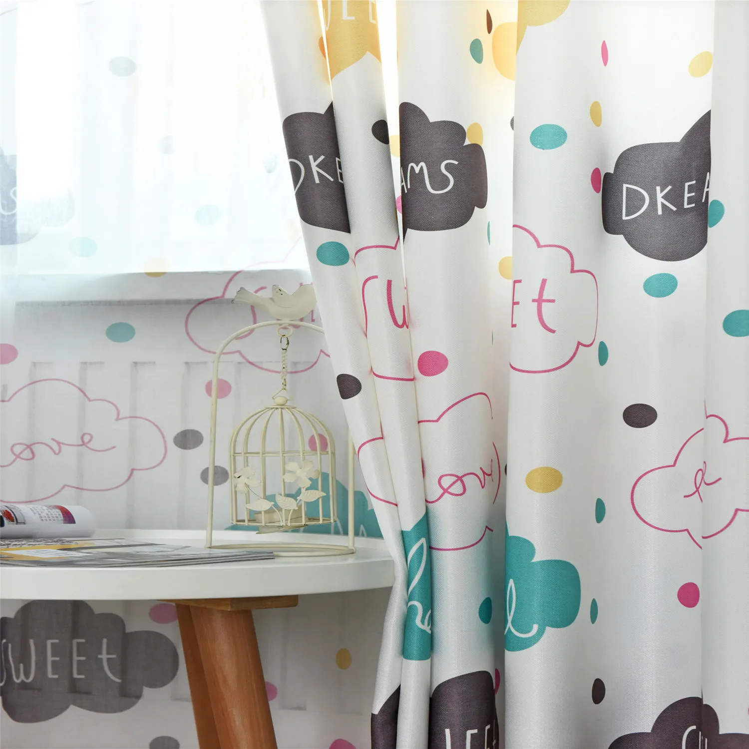 Lovely Cartoon Colorful Clouds Sleeping Curtains for Children Living Room Bedroom Custom Made Blackout Drapes | Дом и сад