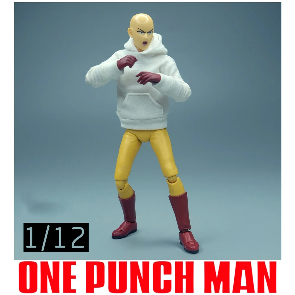 For Sale 1/12th Fashion Trendy One Punch Boxing Man Hoodie Tops Shirt No Body Can Suit Usual 6inch SHF Action Figures