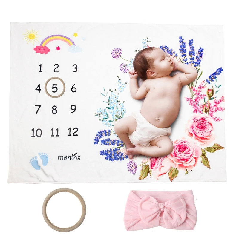 

Infant Baby Milestone Blanket Photo Photography Prop Blankets Backdrop Cloth Calendar Bebe Boy Girl Photo Accessories 100x100cm