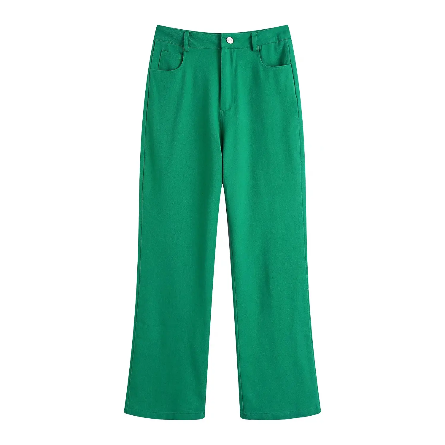 

Джинсы DUOPERI женские с завышенной талией, Модные Винтажные брюки из денима с широкими штанинами, зеленые шикарные штаны, Y2K
