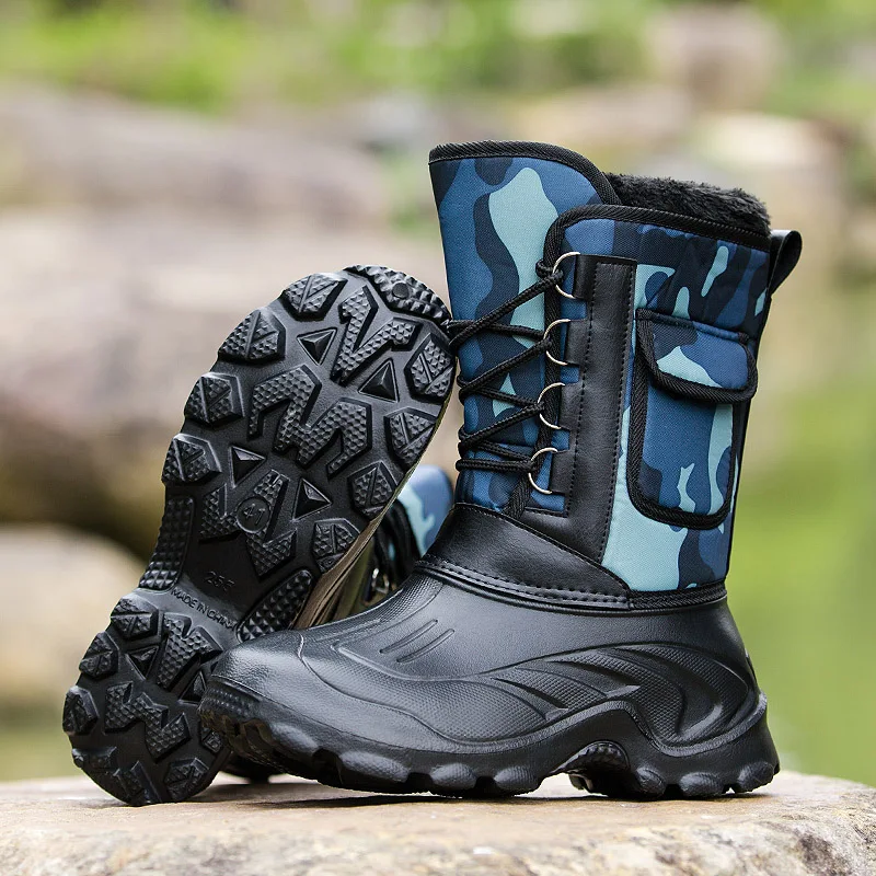 Водонепроницаемые зимние ботинки рыболовная обувь мужские теплые уличные
