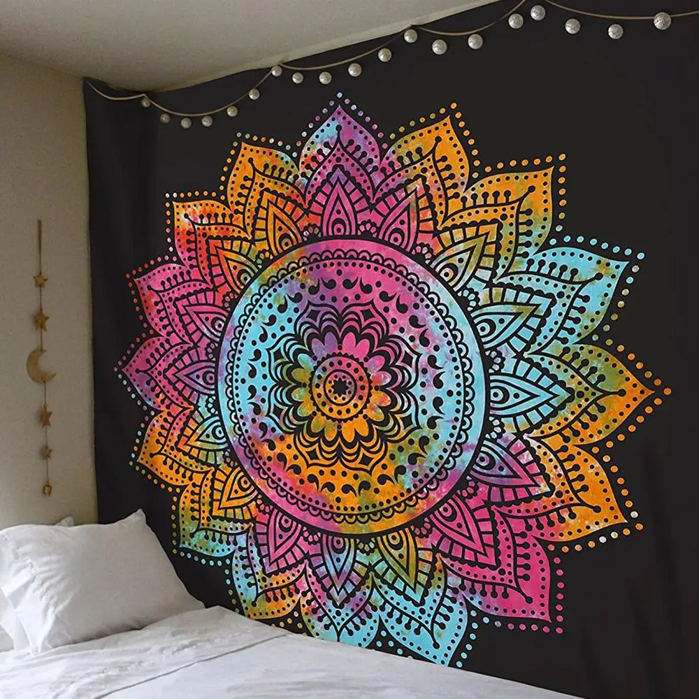 

Indian Mandala Printed Boho Home Decor Tapestry Wall Hanging Curtain Sheets Picnic Blanket Hippie Macrame Psychedelic Tapestry