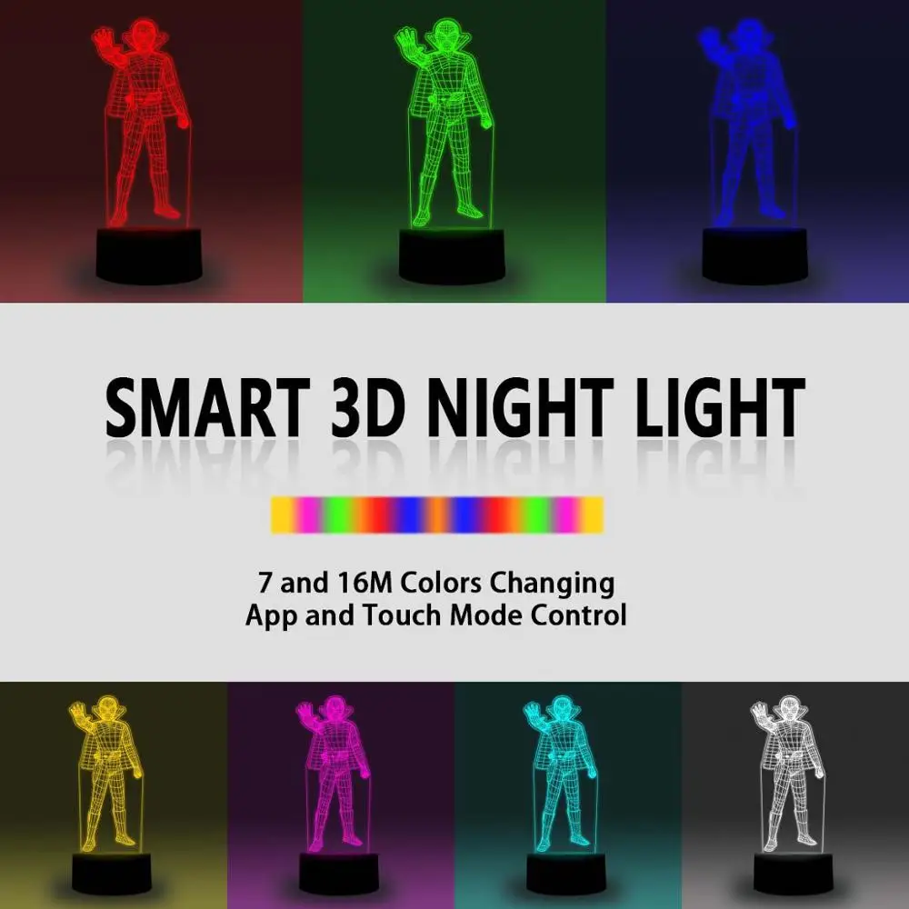 NiteApps 3D power Ranger ночник настольная лампа Иллюзия украшение лампа подарок на день рождения приложение/сенсорное управление