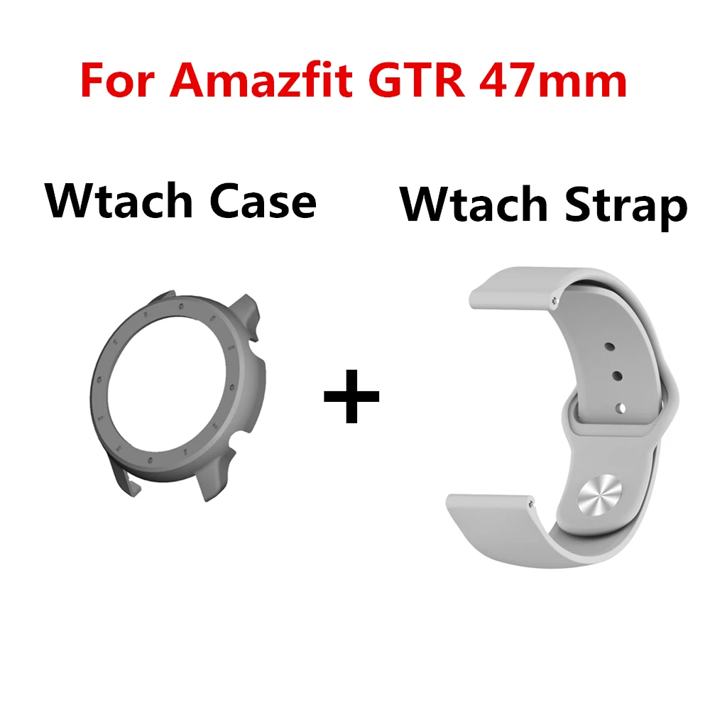 2в1 силиконовый спортивный ремешок для Xiaomi Huami Amazfit GTR 47 мм Смарт-часы 22 мм сменный Браслет для часов+ чехол для ПК