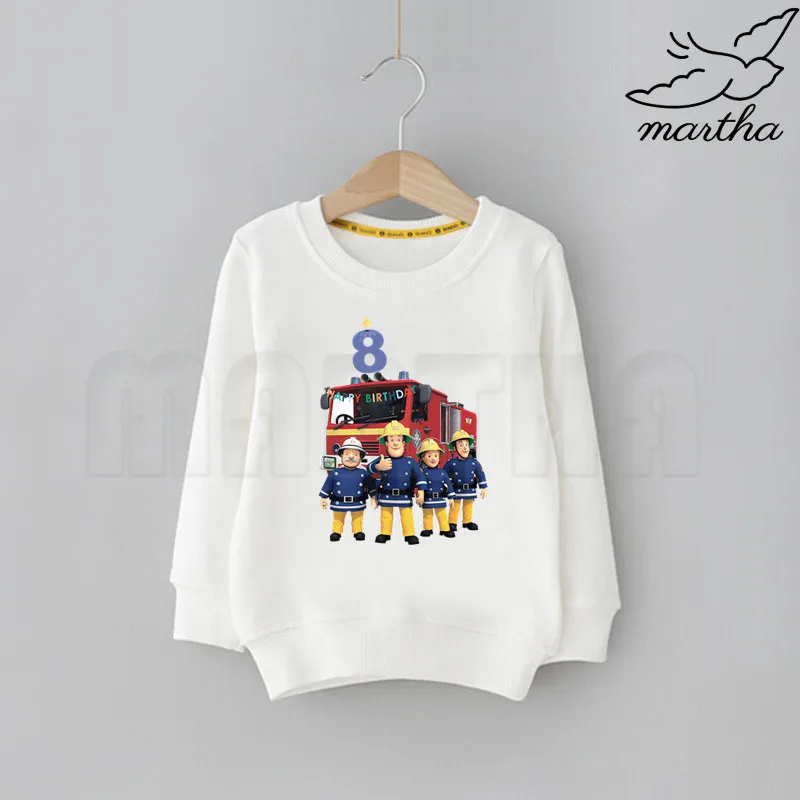 Толстовки Пожарный Сэм с цифрами на День рождения толстовки забавным рисунком