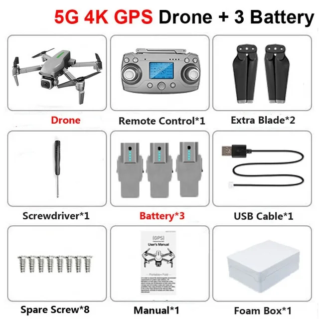 Foam box 3battery Профессиональный бесщеточный gps-дрон с большим радиусом действия 4K камера 5G wifi 1 км 25 минут Квадрокоптер RC вертолет складной селфи Дрон игрушка - Цвет: Foam box 3battery