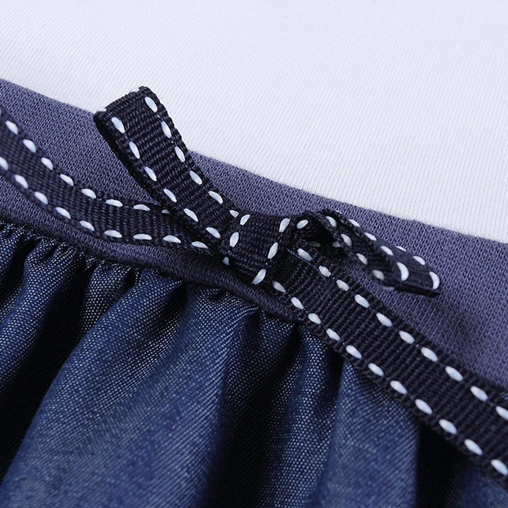 Платье с длинными рукавами и вышитым кроликом для девочек хлопковое осеннее