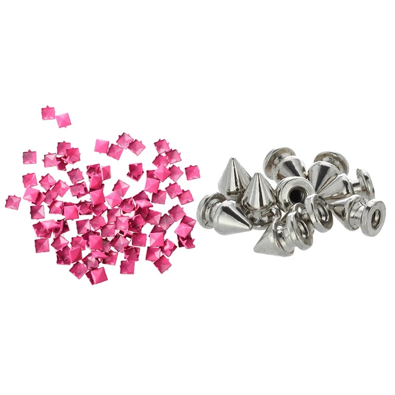 

10-кратные медные заклепки 8X12 мм, серебристые рельефные заклепки в стиле панк и заклепки в форме пирамиды, 9 мм, розовые заклепки