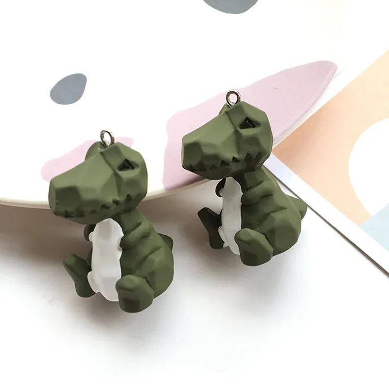 dinosaur konglong 2 шт. Новинка Панда Кролик Кот Украшения из смолы брелок DIY фурнитура динозавр животное кулон ожерелье ремесленный Декор ювелирное изделие - Окраска металла: dinosaur konglong