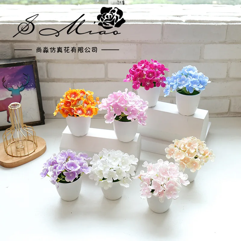 

Artificial Silk Flower Small Hydrangea Bonsai Potted Plant Simulation Landscape Home Wedding Party Decoration