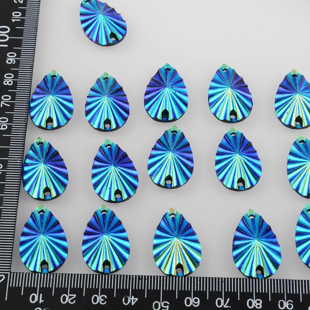BOLIAO AB Color 20Pcs 16*27mm ( 0.63*1.06in ) Drop Shape Acryl Sew On 2 Hole Rhinestone Flatback Clothes Home Decor DIY | Дом и сад