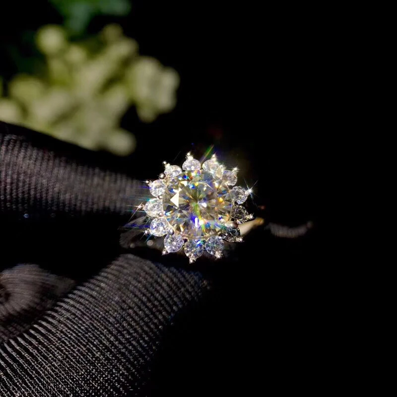 Ослепительное серебряное кольцо из моиссанита 1 2 карат круглое моиссанта