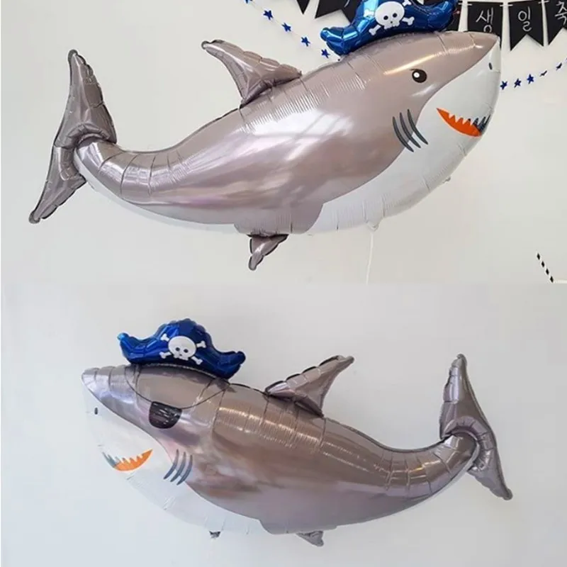 1pc Large Pirate Shark Shape Foil Balloons Happy Birthday Party Decorations Kids Ballons Inflatable Globos Babyshower Supplies | Дом и сад