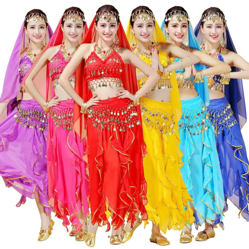 

4pcs/Set Belly Dancing Costume Sets Egyption Egypt Belly Dance Costume Bollywood Costume Indian Dress Bellydance Dress