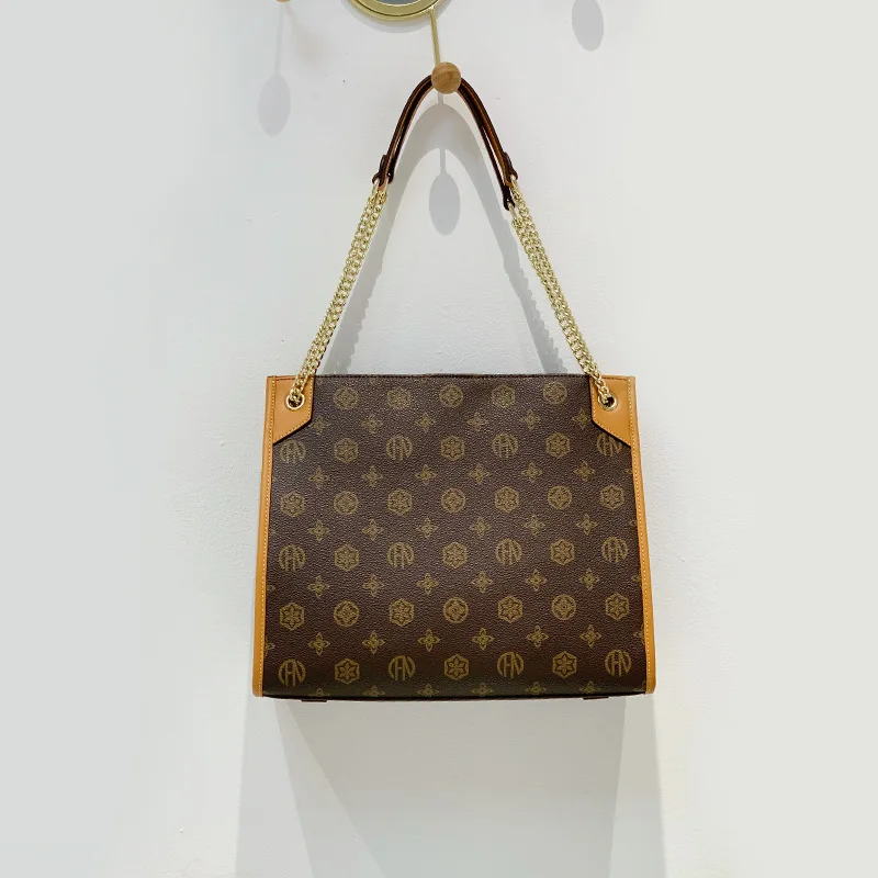 

Сумка-тоут на плечо с принтом в стиле ретро, модный вместительный тоут на цепочке, кошельки и сумочки, роскошный дизайнерский мешок, 2021