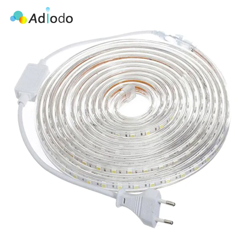 

SMD 5050 AC220V LED Strip Flexible Light 60leds/m Waterproof Led Tape LED Light With Power Plug 1M/2M/3M/5M/6M/8M/9M/10M/15M/20M