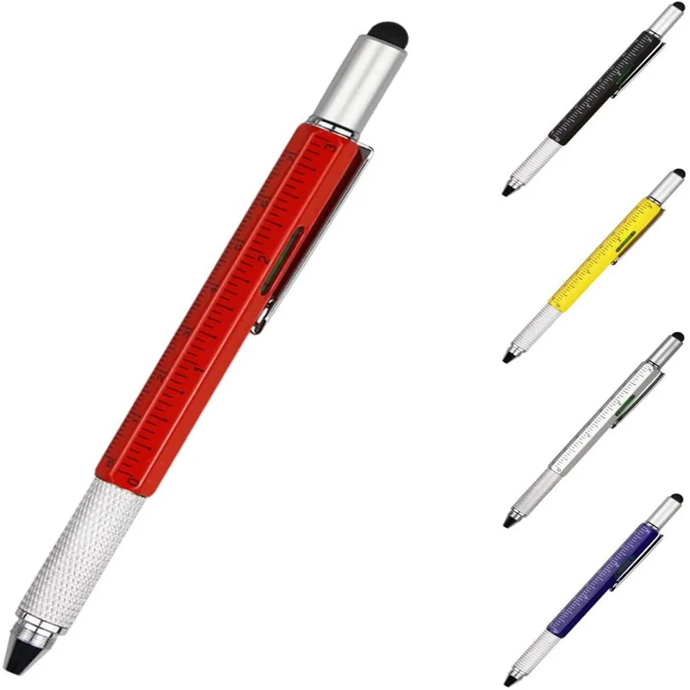 

1 PCS 6 In 1 Multifunctional Touch Screen Stylus Pen Ballpoint Pen Portable Size Ballpoint Pen With Ruler Screwdriver Pen