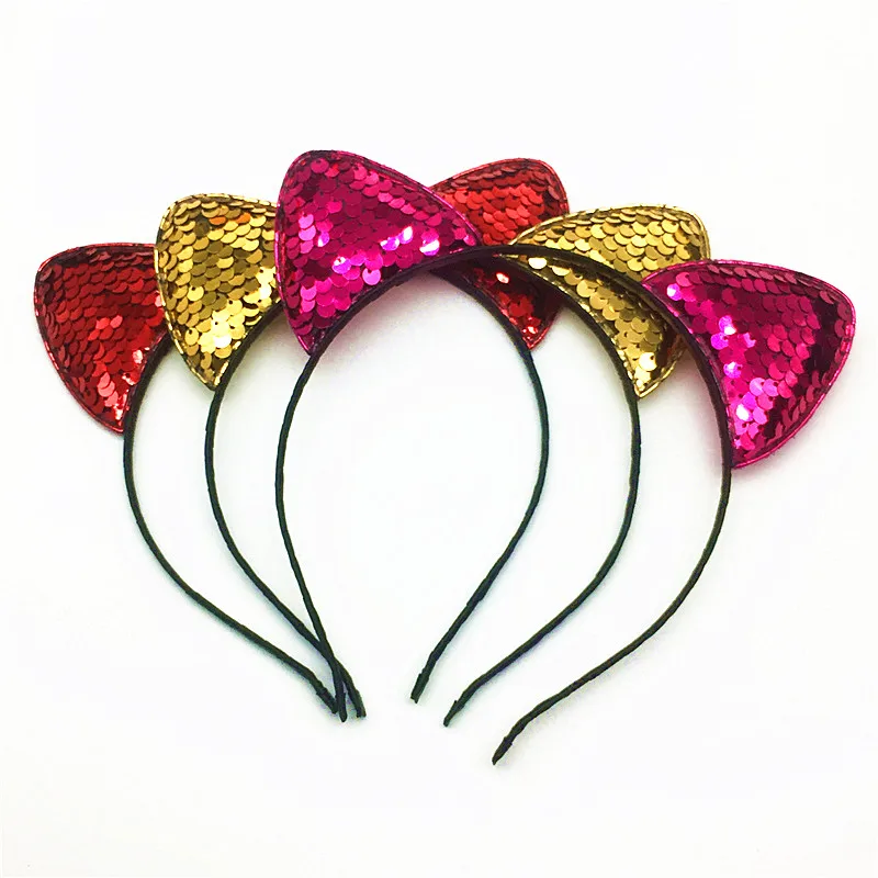 Милая блестящая повязка для волос с кошачьими ушками Детские аксессуары женщин