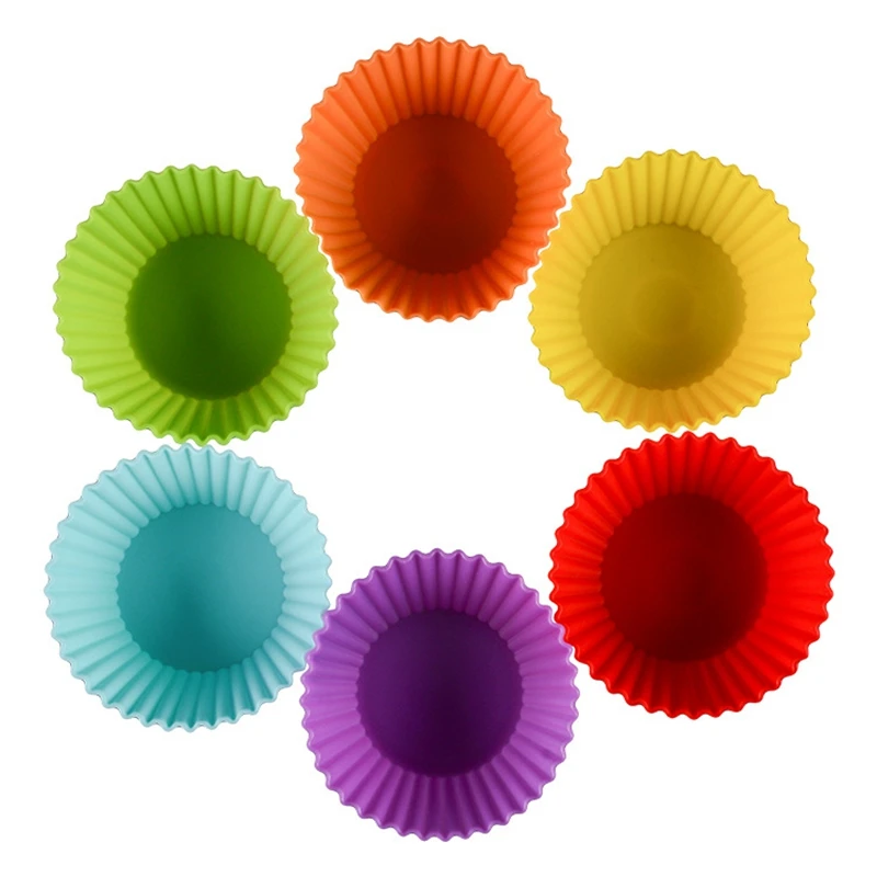 

10PCS Round Cups Silicone Nonstick Cake Mold Muffin Cupcake Baking Molds Kitchen Cooking DIY Cake Decorating Tools