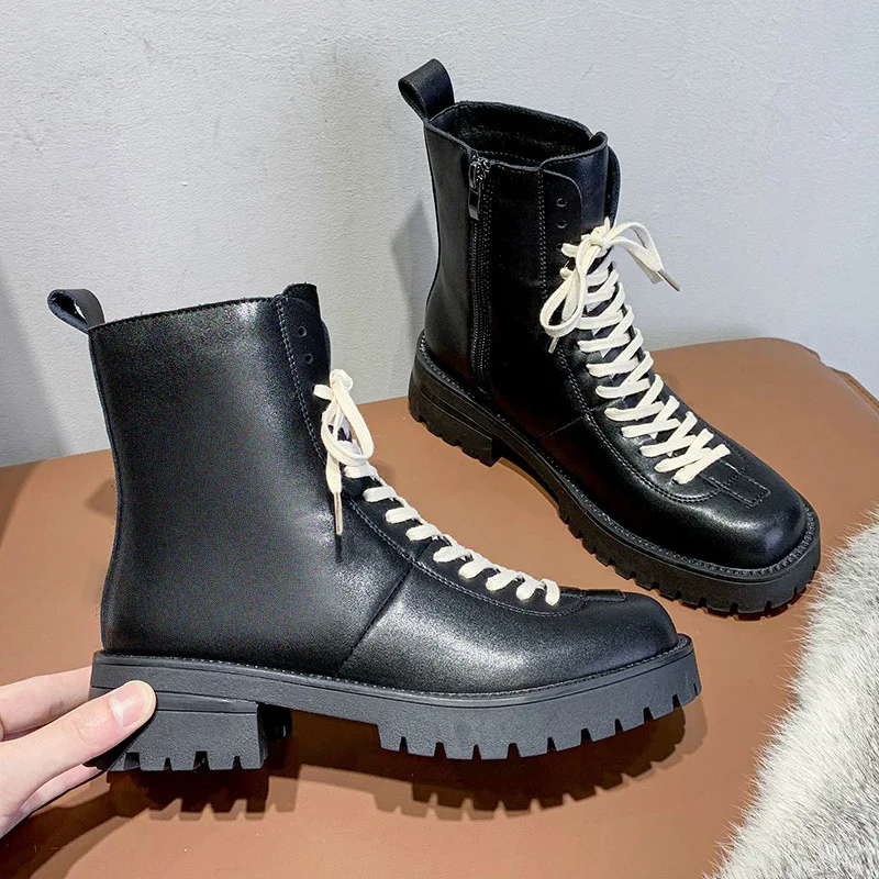 

2021 autumn and winter new riding boots women's thick-soled lace-up casual fashion trendy women's boots