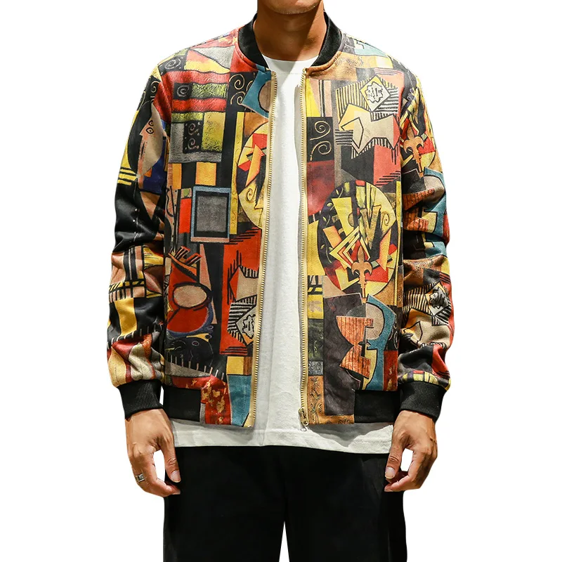 YOUTHUP 2020 новая весенняя мужская куртка с Бейсбольным воротником принтами