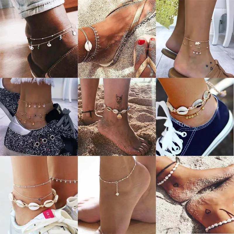 Богемные звезды оболочки лодыжки браслет на ногу ювелирные изделия простой для