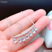 kjjeaxcmy fine jewelry 925 pure silver inlaid natural aquamarine girl new pendant necklace trendy clavicle chain support test