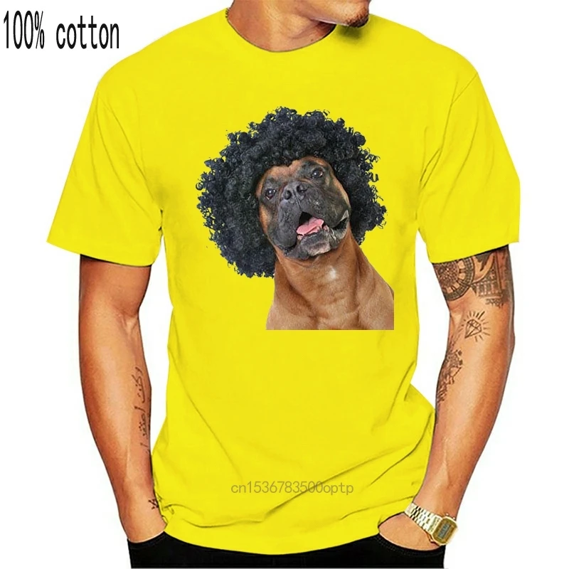 

2019 Male Best Selling Black Dog Cute Animal Fun French Bulldog Afro Hair Funny Joke Men T Shirt Tee Summer Tee Shirt