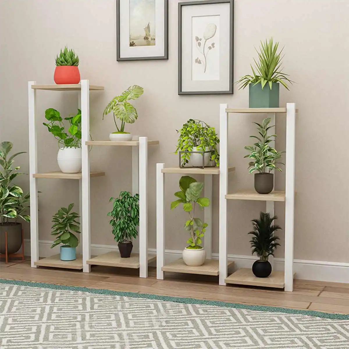 

5 Tier Wooden Flower Stand Plants Shelf Flower Potted Windmill Plant Holder Display Outdoor Decor Planting Tools Kit