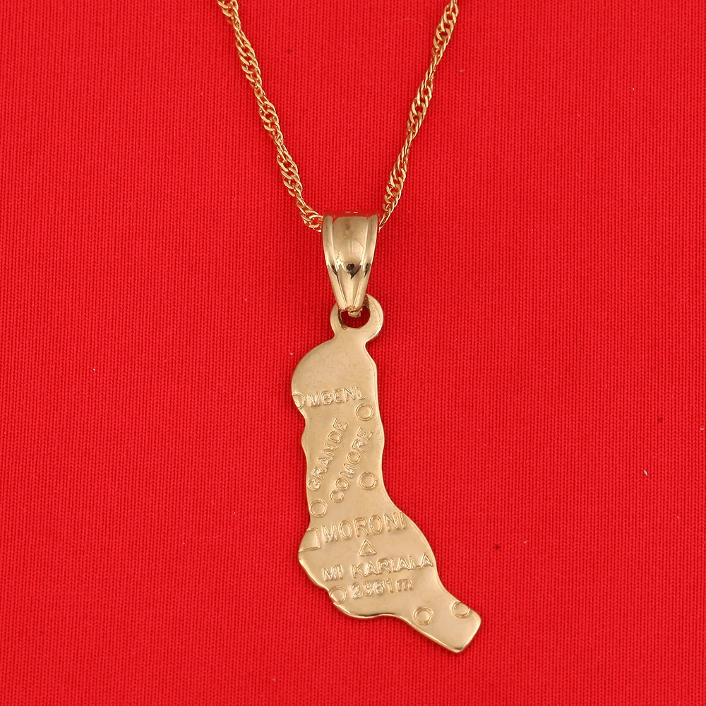 Соединенные Штаты и исламские Коморские Острова Морони кулон Карта Ожерелье для