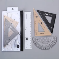 4pcsset cute bear rulers straight triangle ruler protractor set student art exam measure tool drafting supplies stationery