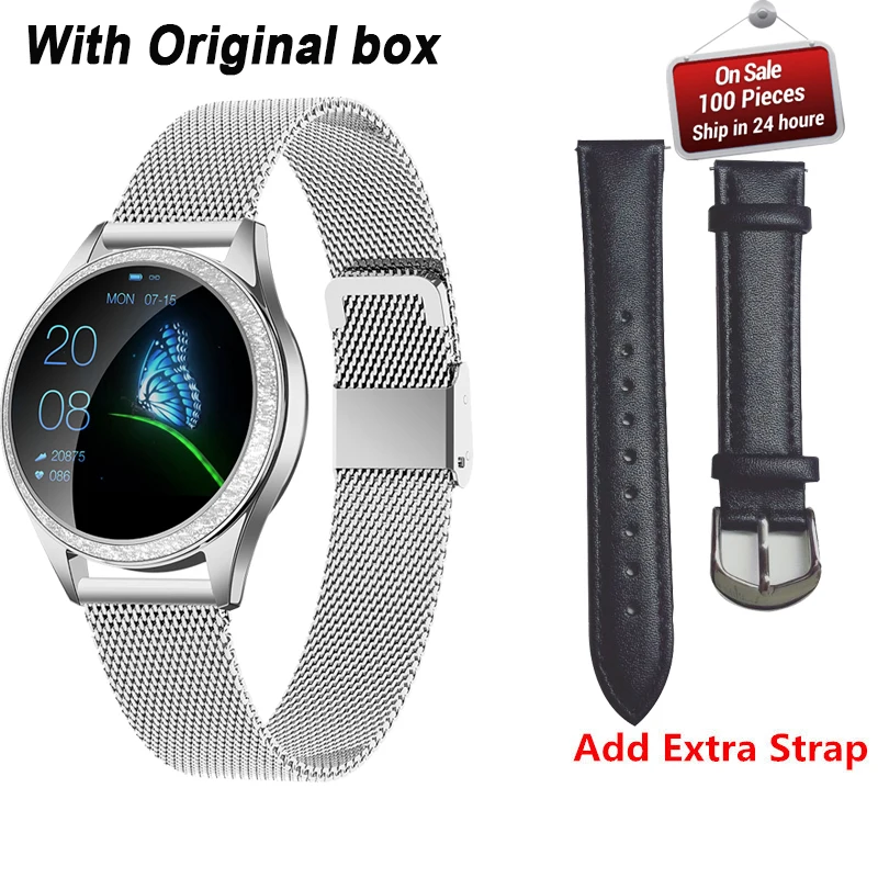 add extra strap KW20 женские Смарт-часы, модный прекрасный браслет, монитор сердечного ритма, мониторинг сна, умные часы для IOS Android PK H8 S3 KW10, ремешок - Цвет: add extra strap